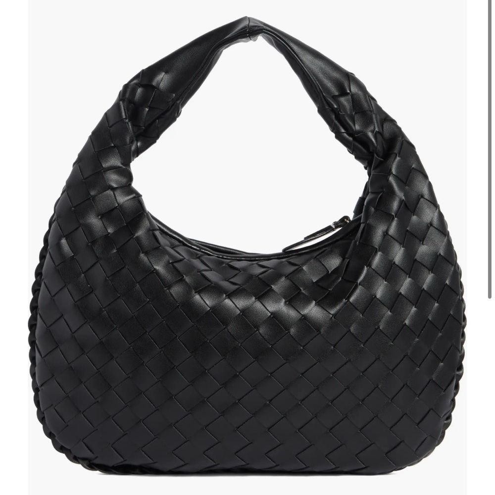 Urban Expressions Black Woven Leather Hobo Bag